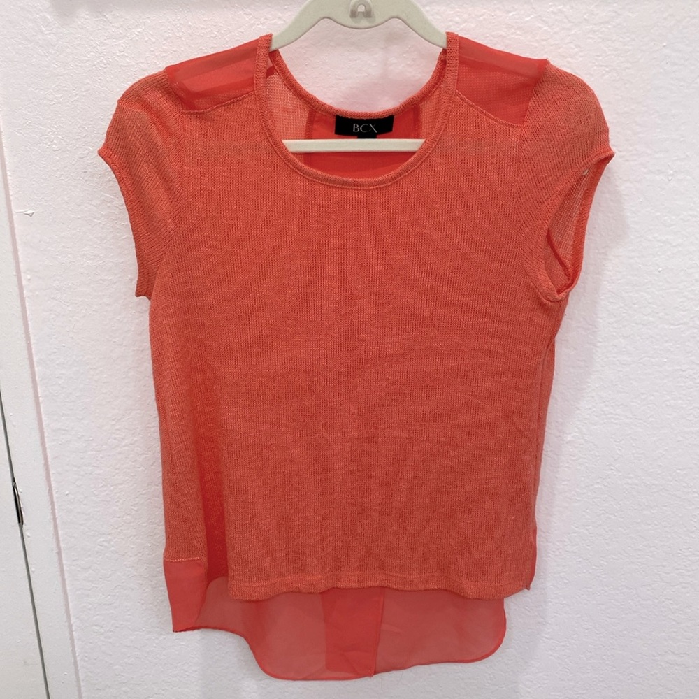 BCX Coral Pink Cap Sleeve Blouse Size Medium